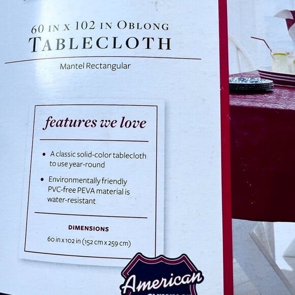 RED Oblong PEVA Tablecloth 60" X 102" Better Homes & Gardens Water-Resistant - Picture 2 of 5